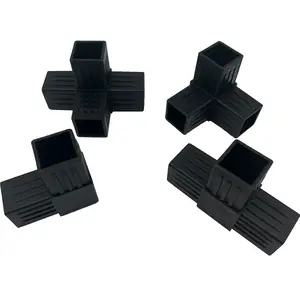 Black Or Customized Colors Aluminium square pipe joint Pvc Fittings For 30*30Mm square tube connector