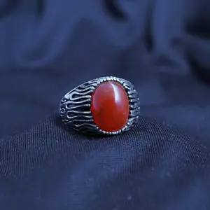 Большие мужские кольца из стерлингового серебра с красным ониксом от индийского продавца и поставщика