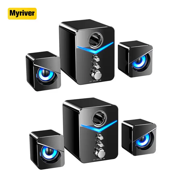 Myriver 9D Super Bass Portable Speaker, 2 In 1 Wired Usb Sound Box Subwoofer Combo Wired Speaker