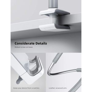 Support de tablette flexible à col de cygne gris, rotation à 360 degrés, compatible iPad Mini Pro Air Kindle, fixation par clip, modèle LS02 - Product Image 2