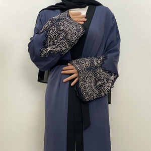 1962 #   Abaya ouverte de qualité supérieure, nouvelle collection Nida, avec appliques argentées, mode musulmane pour femmes, cardigan pour l'Aïd, 5 couleurs - Product Image 2