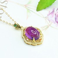 Aiyu Vente en gros Pendentifs en améthyste naturelle Colliers en pierres précieuses violettes Bijoux vintage Vente transfrontalière