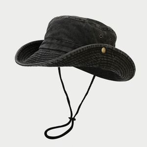 Chapeau de safari en coton lavé pour homme, protection solaire extérieure, idéal pour la randonnée, le cowboy, la pêche, chapeau bob – Vente en gros - Product Image 2