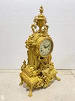 Horloge de table mécanique en laiton massif de style impérial italien, dorée, vintage, pour collection, décoration intérieure