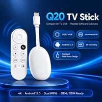 Clé TV Q20 Allwinner H618 Android 12 2 Go 16 Go 4K Double Wi-Fi 6 BT 5.0 Télécommande vocale Design compact GTV ATV AOSP OEM ODM 1 pièce MOQ