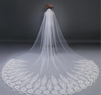 Voiles de Mariée de Luxe 2025 Blanc 3m 4m 5m Long Voile Cathédrale de Mariage Ivoire avec Dentelle Appliquée Perles et Cristaux