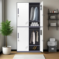 Casier de rangement métallique bicolore à 4 portes, en kit, en acier, avec serrure à clé, pour bureau, salle de sport, école, employés