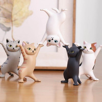 Porte-stylo chat japonais, jouet pour enfants, cadeau d'anniversaire, figurine de chat haltérophile, porte-stylos, figurine de danse, animaux