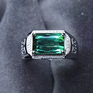 Fine Jewelry Hot Selling Gemstone Men Ring 4.25ct Natural Green Tourmaline 18k Gold Ring