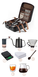 Travel Hand Brewing Coffee <b>Pot</b> <b>Set</b> Full Utensils Filter Cup for On-The-Go Coffee & <b>Tea</b> Enthusiasts - Product Image 2