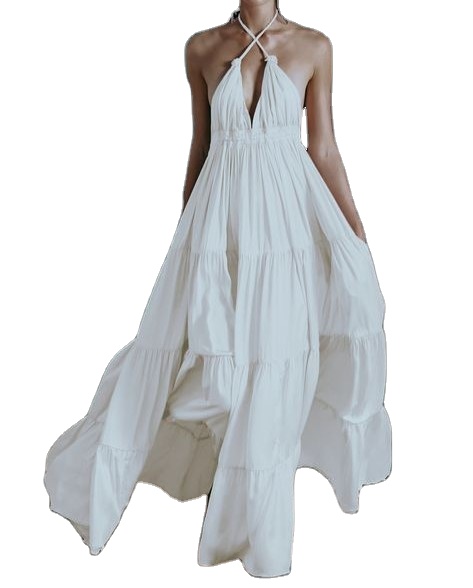 Halter White Dress - White Halter Fit Flare Dress - 2025 New Design