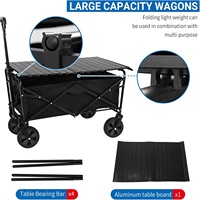 Chariot pliable en acier allié noir, chariot pliable à 4 roues, poignée réglable, chariot utilitaire pour le camping, la plage, le jardin, le pique-nique