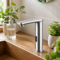Robinet de cuisine thermostatique intelligent moderne et contemporain à 1 poignée, à montage sur plan, avec cartouche céramique, en acier inoxydable brossé