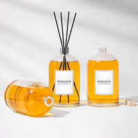 Bouteille diffuseur d'aromathérapie extra large de 1000 ml en verre transparent rond avec bouchon pour emballage de parfum d'intérieur de luxe