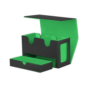 Boîte à cartes magnétique de luxe en cuir PU avec fenêtre et tiroir à dés étui à cartes de jeu de grande capacité pour les collectionneurs - Product Image 1