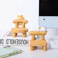 Dessin animé chaton chiot tabouret support de téléphone portable chaise de bureau Mini Compact Micro paysage résine artisanat ornements décoratifs