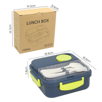 Boîte à lunch bento carrée à trois compartiments grande capacité pour adulte, compatible micro-ondes, hermétique, chauffable, anti-fuite, écologique