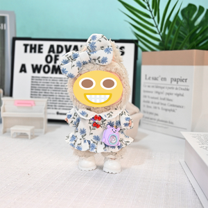 Conjunto <span class=keywords><strong>de</strong></span> traje <span class=keywords><strong>de</strong></span> muñeca Vestido estampado floral con detalles <span class=keywords><strong>de</strong></span> volantes Accesorio <span class=keywords><strong>para</strong></span> el cabello con lazo <span class=keywords><strong>Nylon</strong></span> y tela 17CM <span class=keywords><strong>para</strong></span> ropa (sin muñeca) - Product Image 1