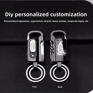 Porte-clés multifonctions allume-cigare avec lumière ouvrante Chargement <span class=keywords><strong>USB</strong></span> Briquet porte-clés portable extérieur en métal - Product Image 3