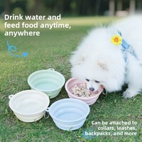 Bol pour animaux de compagnie pliable et portable en élastomère thermoplastique, base antidérapante, étanche, pour l'alimentation en eau et en nourriture en extérieur, pliable