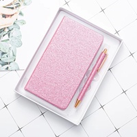 Benutzer definierte Glitter Cover Schulkinder Werbe heft und Stift box Briefpapier Geschenkset