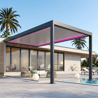 Petite pergola de jardin avec auvent rétractable, pergola en métal de 13 pieds, gazebo en aluminium, pavillon extérieur 3x3m
