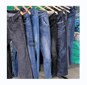 Pabrik langsung grosir stok khusus jumlah besar Jeans Cina stok kedatangan baru banyak Jeans digunakan pria secara acak banyak