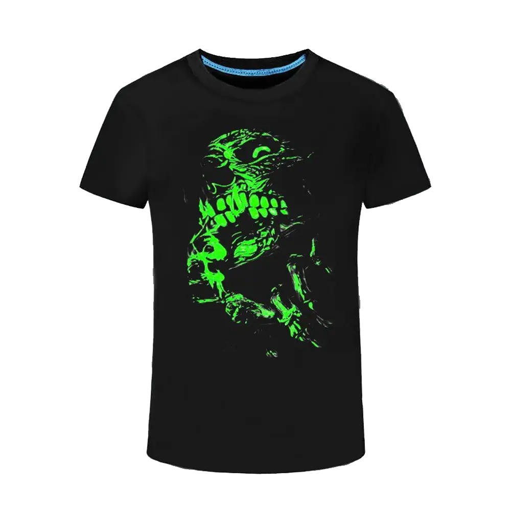 Mode Neon Custom Logo Kleding Kleding Custom Heren Bedrukt Fluorescerende Kleur T-Shirt Uv Reflecterende T-Shirts Glow In The Dark