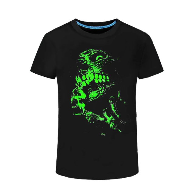Fashion Neon Custom Logo Clothing Apparels Custom Mens Printed Fluorescent Color T-Shirt UV Reflective Tees Glow in Dark