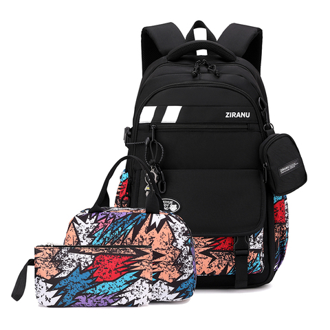 Wholesale Price New Boys 3in1 School Bag Set Large Capacity Travel Backpack Leisure College Teenagers Students Backpack Daypack