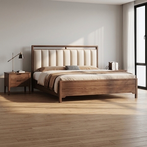Estrutura de Cama Moderna em Madeira de Olmo no Novo Estilo Chinês, Adequada para Quartos em Residências, Vilas e Hotéis. - Product Image 3