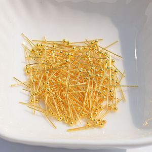 Copper <b>Ball</b> Needles 0.5mm Plated Jewelry Pins For <b>Bracelet</b> Making Round Shape Beading Materials - Product Image 1