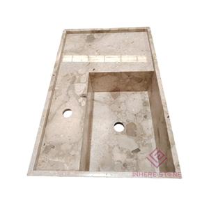 Отдельная мраморная раковина Breccia Oniciata с выдвижным ящиком Роскошная современная мебель для ванной комнаты - Product Image 4