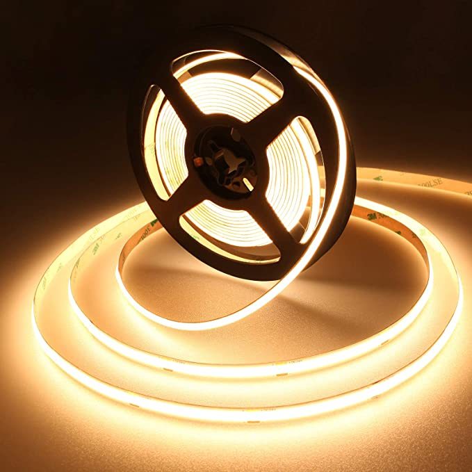 Super Bright 24V COB LED Strip Lights 504LED/M 8MM Wide 16.4FT 4000K Colorful CCT 3M Self-Adhesive DIY 16.4FT LED Tape Lights