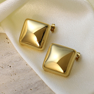 Stud Earrings Square Pyramid Gold Stainless Steel Geometric Fashion Jewelry Gift For Women - Product Image 3