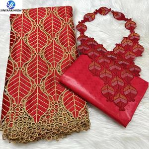 Sinya Broderie <span class=keywords><strong>Bazin</strong></span> Riche Dentelle Assortie Magnifique Dentelle et Tissu Africain en Dentelle Nette Française pour <span class=keywords><strong>Robe</strong></span> à Coudre - Product Image 3