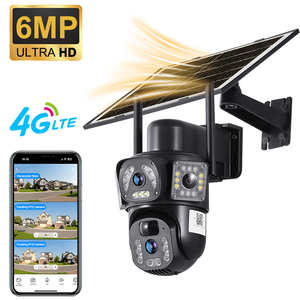Telecamera PTZ Solare Wireless con 3 Obiettivi, Sicurezza Esterna WiFi, Telecamera CCTV Solare con Scheda SIM 4G - Product Image 1