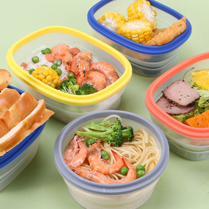 Portable Food Grade Kids Bento Collapsible Food Storage Container Kitchen Silicone Lunch Box