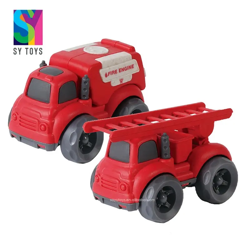 Sy Speelgoed Bioplastic Materiaal Gratis Wiel Plastic Auto 2 Stuk Brandweerwagen Speelgoed Voor Kids