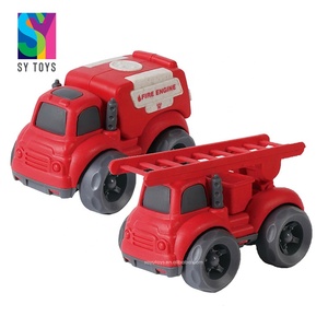 SY TOYS Bioplastic Material free wheel plastic car 2 piece fire truck toys for kids