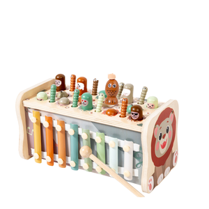 Gioco Multifunzione in Legno 'Il Piccolo Leone' con Xilofono e Gioco di Pesca Whack-a-Mole - Product Image 1