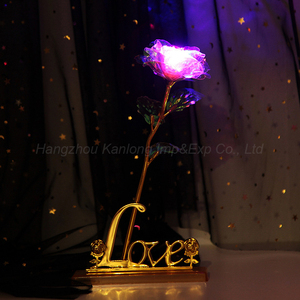 ลดกระหน่ำสีสันสดใส24K ฟอยล์สีทองดอกไม้วาเลนไทน์รูปนักบุญวาเลนไทน์ของขวัญพร้อมแฟลช LED - Product Image 6