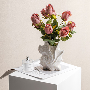 Französische Retro kreative Keramik vase weiße hydro po nische Blume, die Advanced Sense für Wohnzimmer verzierungen arrangiert - Product Image 5
