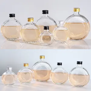 Garrafas de vinho de licor de frutas personalizadas de vidro transparente vazias com tampa de vedação de 50ml 100ml