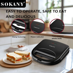 Sandwichera y Waflera SOKANY de 750W con Placas Antiadherentes de Doble Calentamiento para 2 Rebanadas, Automática y Eléctrica para el Hogar - Product Image 5