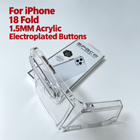 Coque de téléphone C0523 en acrylique transparente de 1,5 mm avec protection intégrale de l'appareil photo et boutons électroplaqués pour iPhone Duo