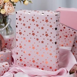 Pink Star Gift <b>Wrap</b> <b>Paper</b> 17 In X 32.8 Ft Reversible For Birthday Valentine Mothers Day Craft Use - Product Image 6
