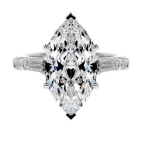 Bague de fiançailles en or massif 10K/14K/18K avec diamant de laboratoire CVD/HPHT certifié IGI, taille marquise 0,5-3 carats et pierres latérales taille baguette
