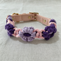 Collier pour chien personnalisé en nylon et cuir, avec breloques tissées en forme de fleur, souple et réglable, cadeau de Noël créatif et durable pour chien