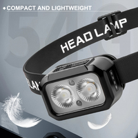 Linterna Frontal Recargable Asafee con Sensor, Doble Fuente de Luz, Mini Linterna LED Portátil Multifunción de Bolsillo, IPX4, 400 Lúmenes, con Sensor de Movimiento